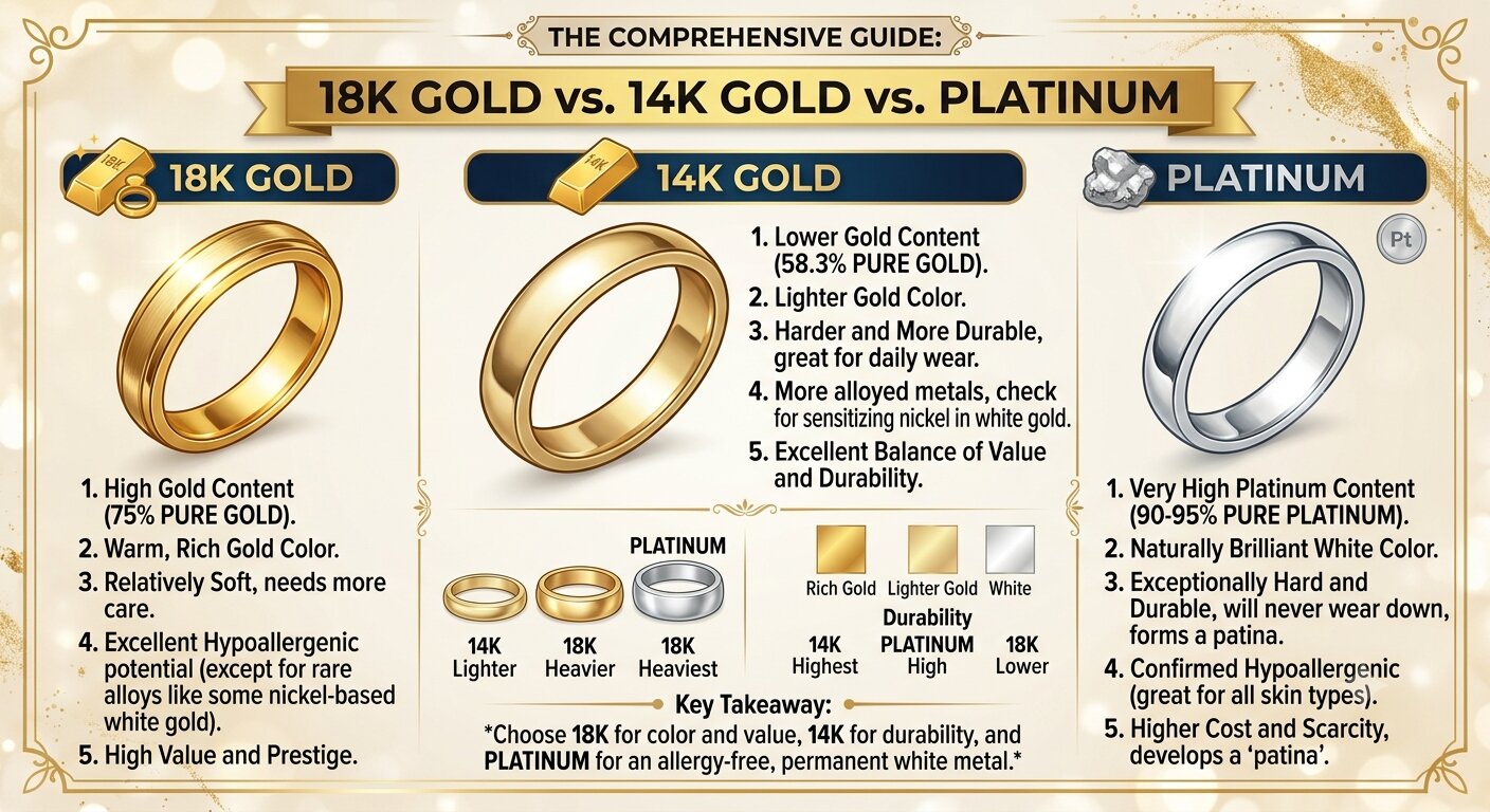 18K Gold vs 14K Gold vs Platinum